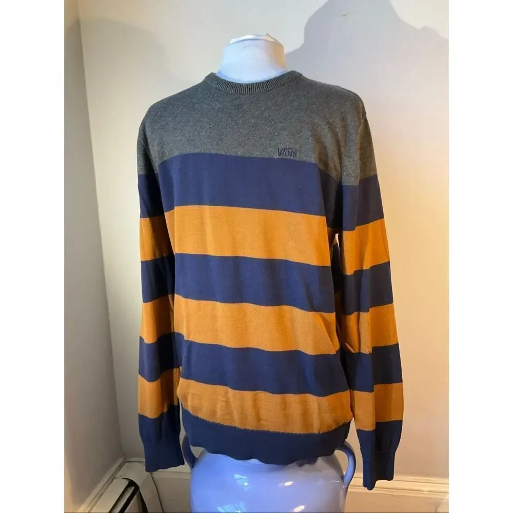 Vintage Y2K Vans Striped Sweater, Medium. 100% cotton